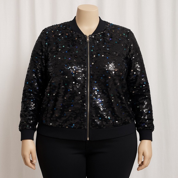 torrid Jackets & Blazers - Torrid Black Sequin Bomber Jacket